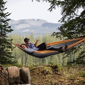 NWT Embark Blue 2‎ Person Hammock Embroidered Logo Recyclable Tag Drawstring Bag